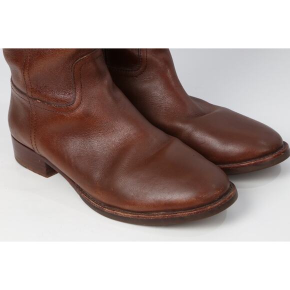 TORY BURCH Kiernan Riding Brown Leather Logo Knee High Boots Size 7M - Picture 8 of 16